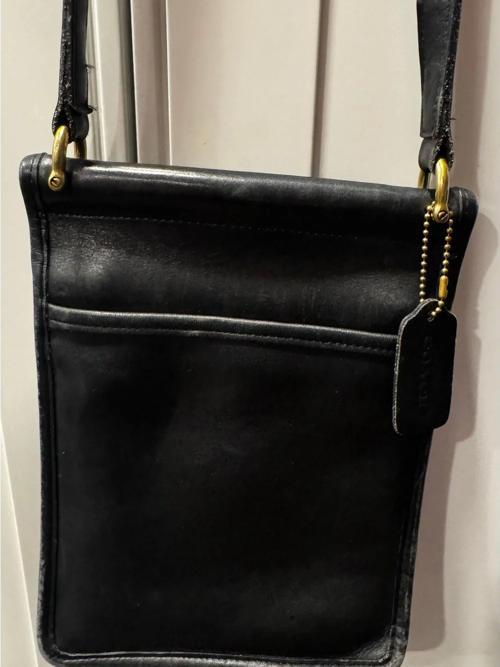 Coach Vintage Murphy Crossbody Bag 9930 Black Leather Brass Hardware